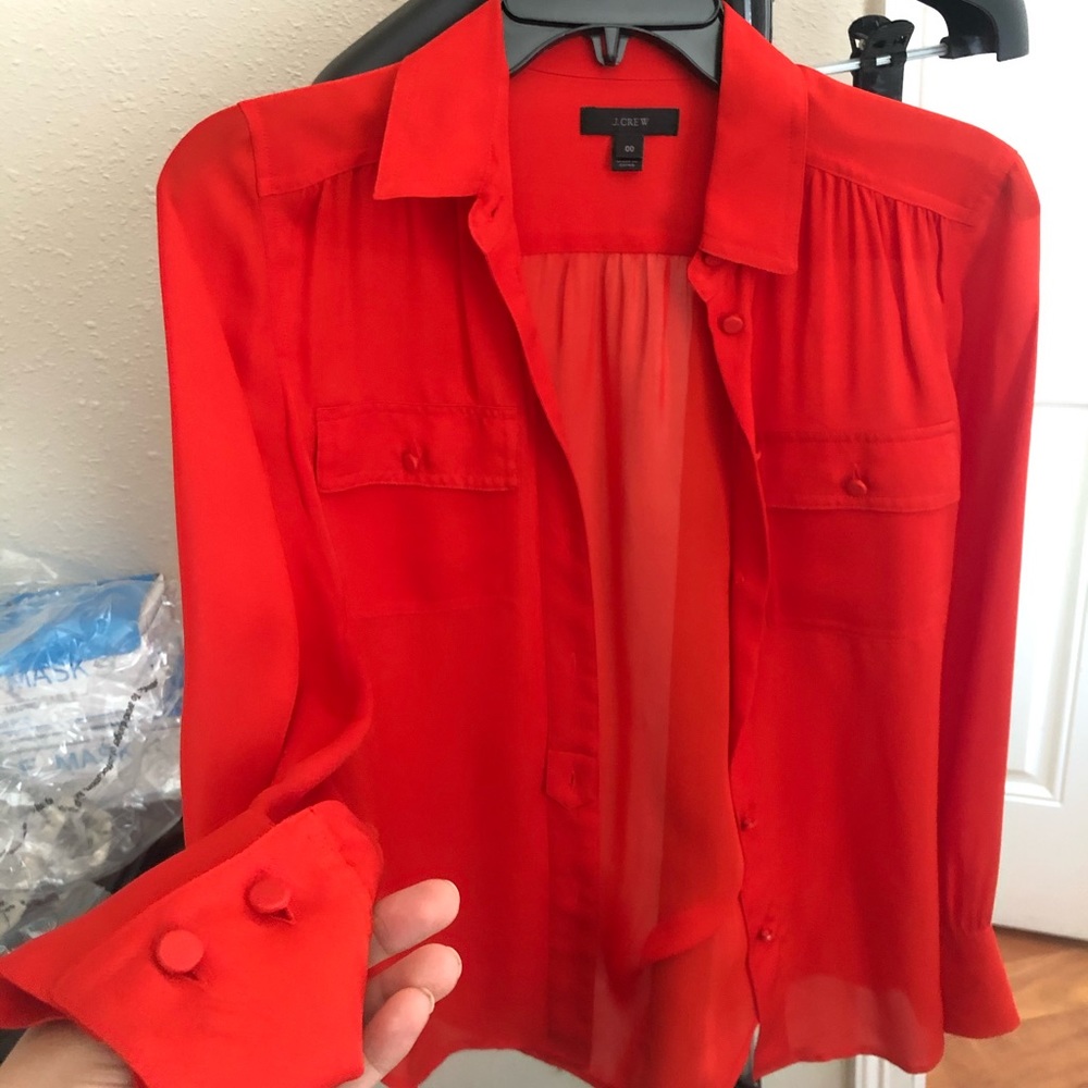 Jcrew 100%silk shirt NWOT, red 00
